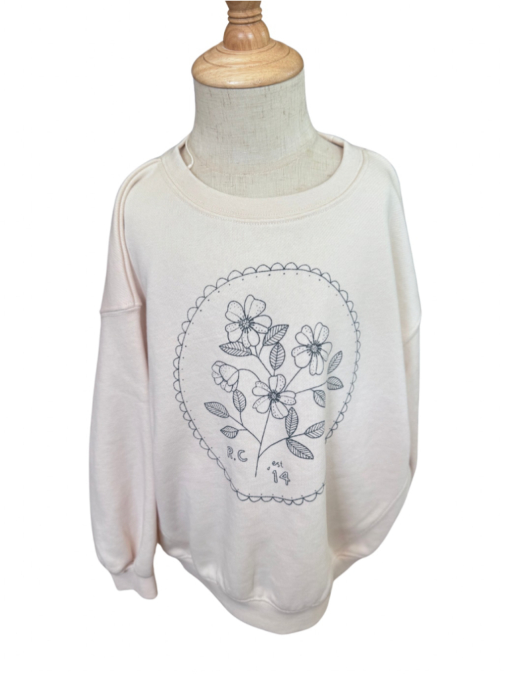 Girls Rylee + Cru Floral Sweatshirt Size 4T Beige Black